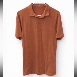 Lululemon Men’s Polo Shirt Rust Orange Short Sleeve